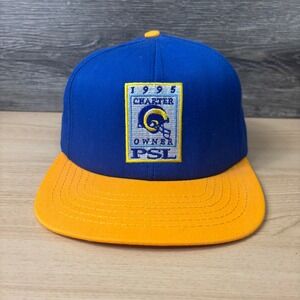 Vintage St Louis Rams Hat Cap Strap Back Blue Helmet Embroidered Charter Owner